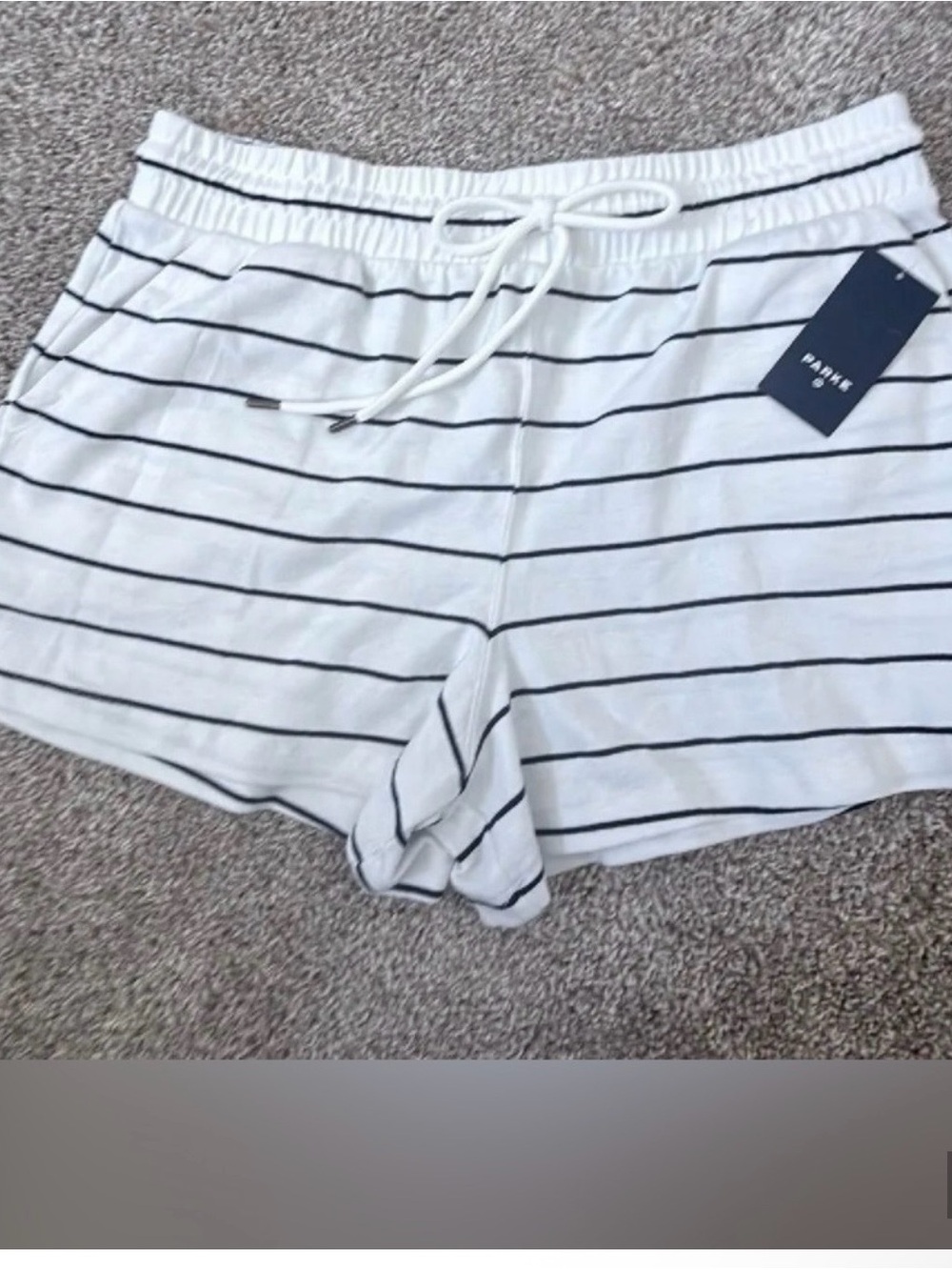 Parke White & Navy Striped Athletic Shorts